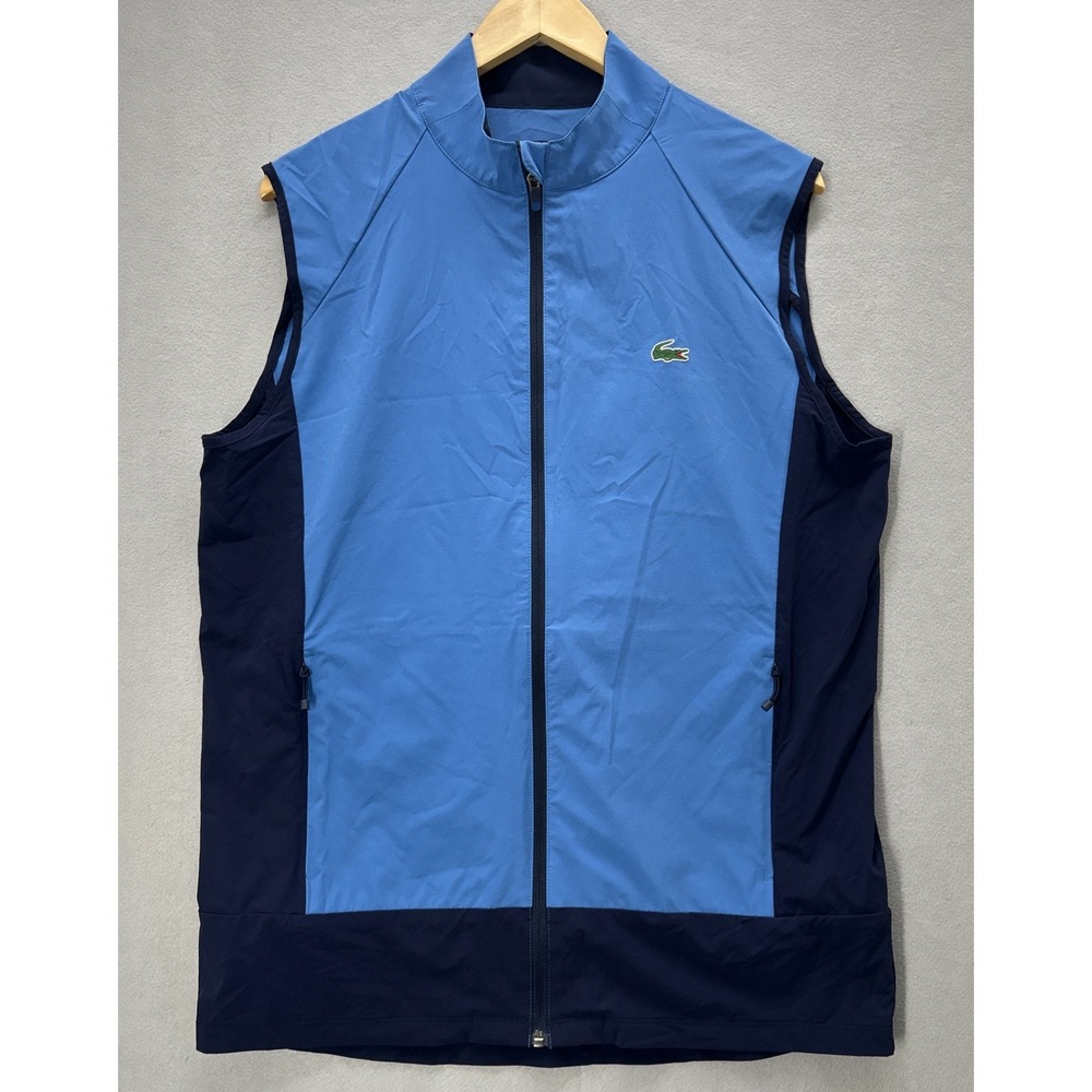 Lacoste Sport Men's Vest Stretch Windbreaker Preppy Golf Blue Color Block Large